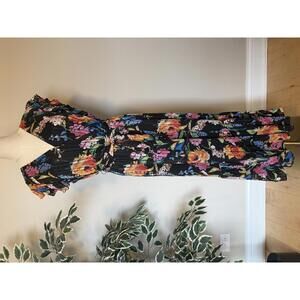 Sam Edelman Women's Vibrant Floral Maxi Dress Size 12 Flutter Sleeve